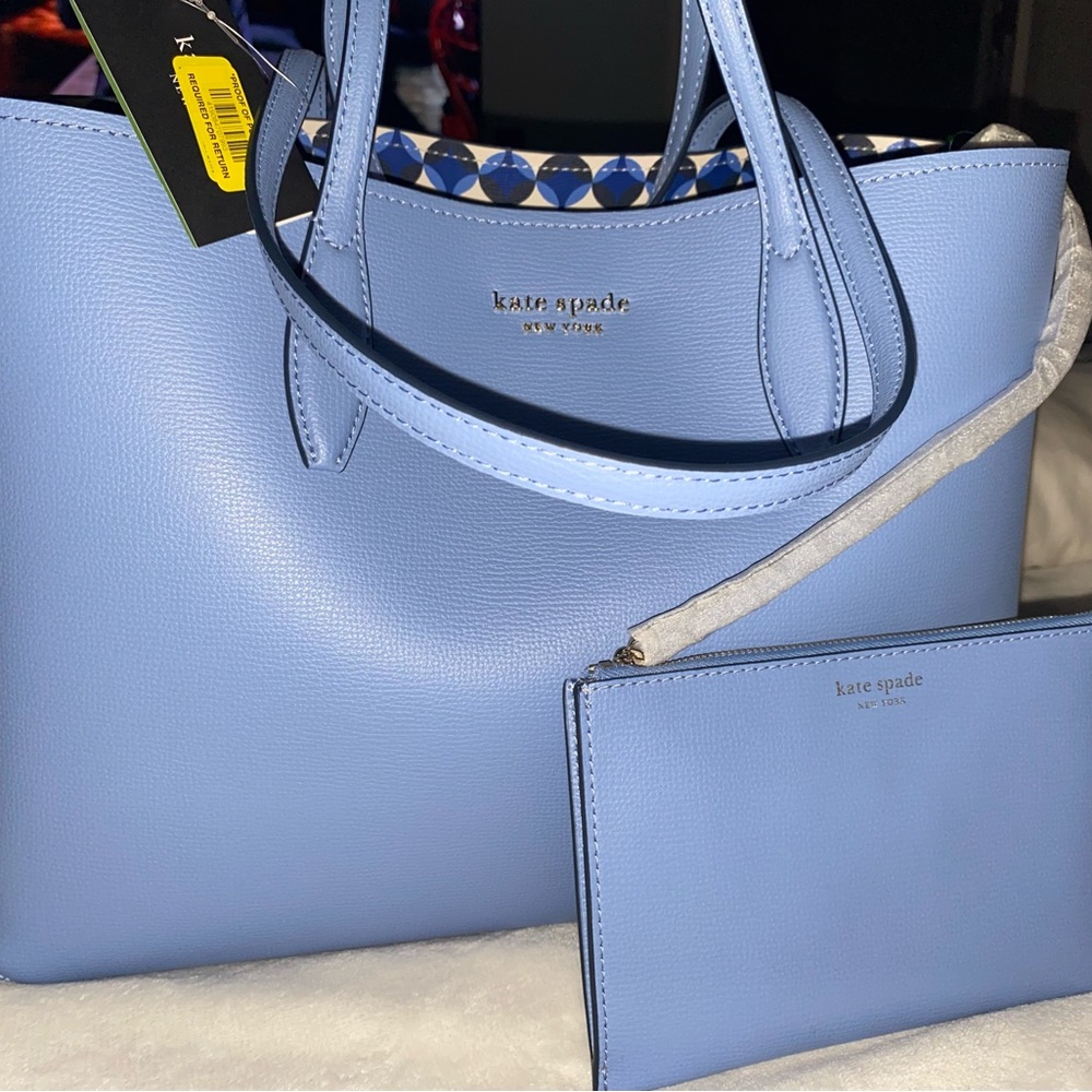 Nwt Kate Spade kingfisher large blue leather tote bag
